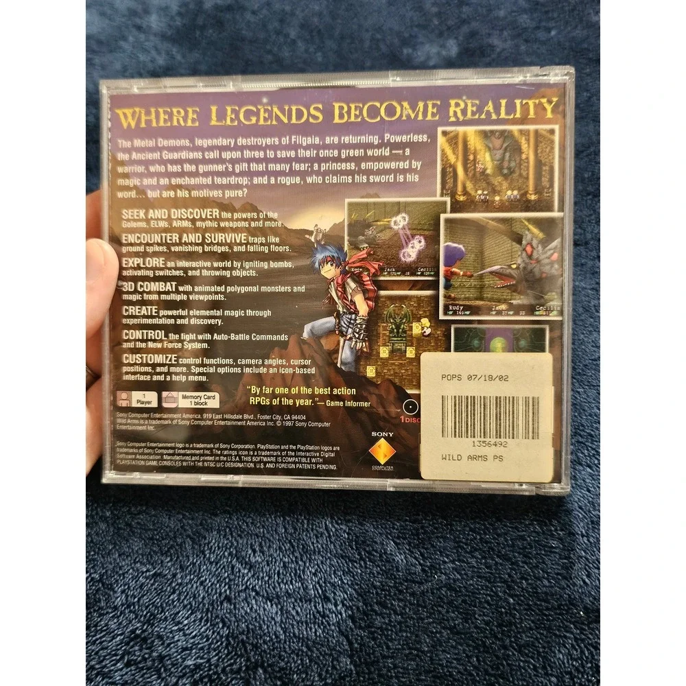 Wild Arms Sony PlayStation 1 PS1 1997 RPG Black Label Disc SCUS-94608 NTSC